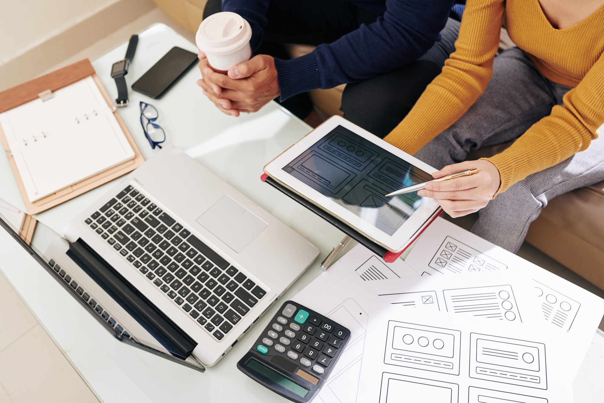 UI designer showing concept of interface